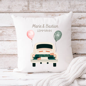 Kissen Hochzeit| Personalisierbarer Kissenbezug| Kissen mit Füllung| Mr&Mrs| Geschenk Hochzeit - GlamourDesign