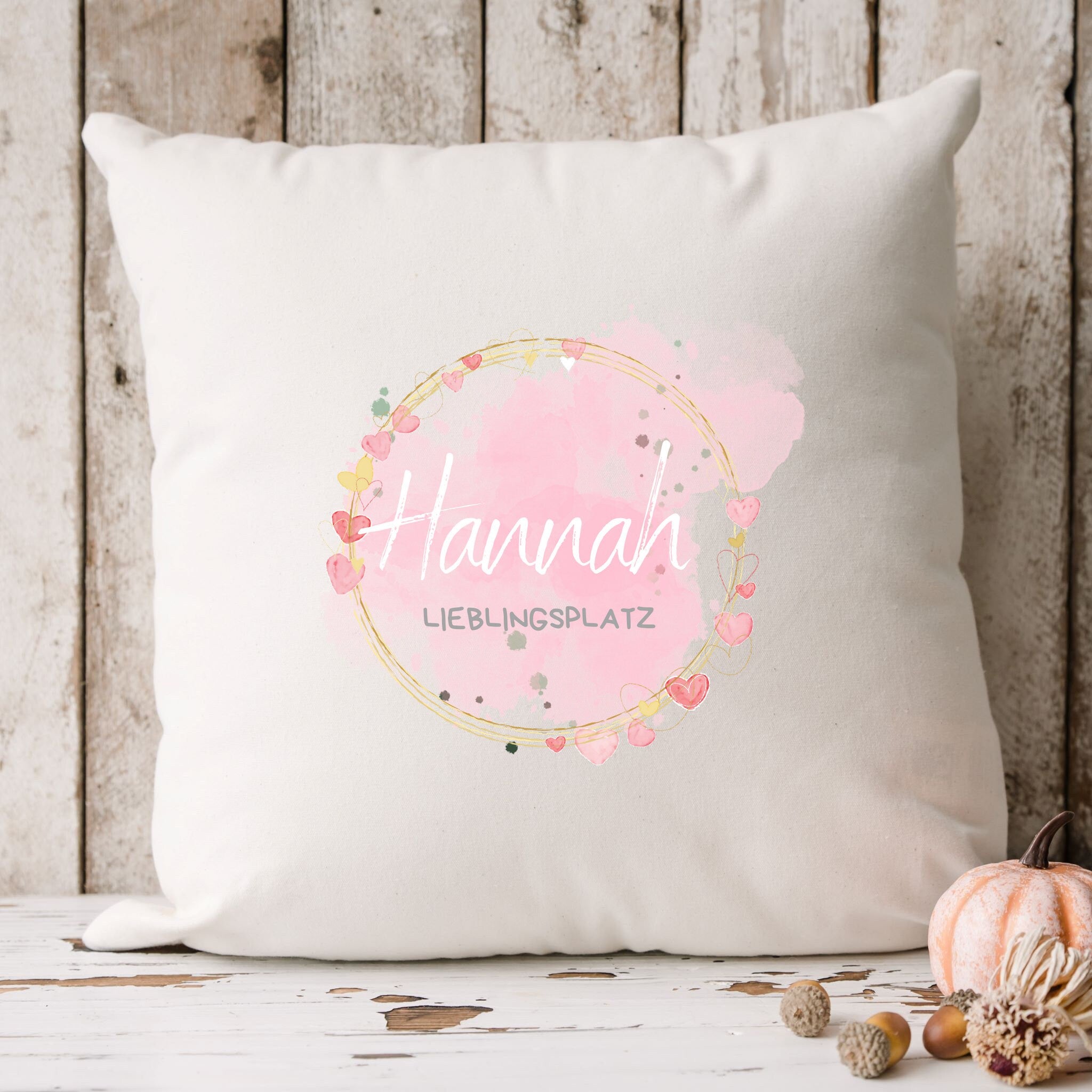 Kissen in Rosa&Blau |Kissenbezug| Lieblingsplatz| Personalisierbar mit Namen| Deko Wohnzimmer| Schlafzimmer - GlamourDesign