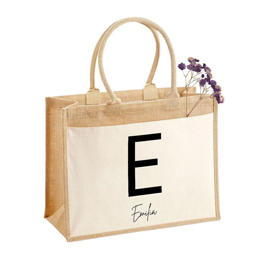 Jutetasche| in beige personalisiert mit Namen| Einkaufstasche| Geschenk| - GlamourDesign