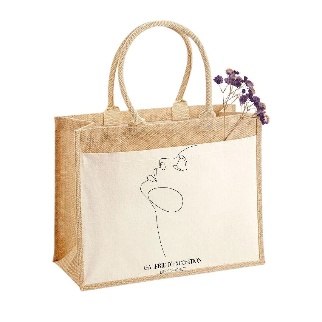 Jutetasche| One Line Design| Frau| Einkaufstasche| Geschenk - GlamourDesign