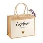Lade das Bild in den Galerie-Viewer, Jutetasche| Erzieherin mit Herz| personalisiert mit Namen| Einkaufstasche| Geschenk| Dankeschön - GlamourDesign
