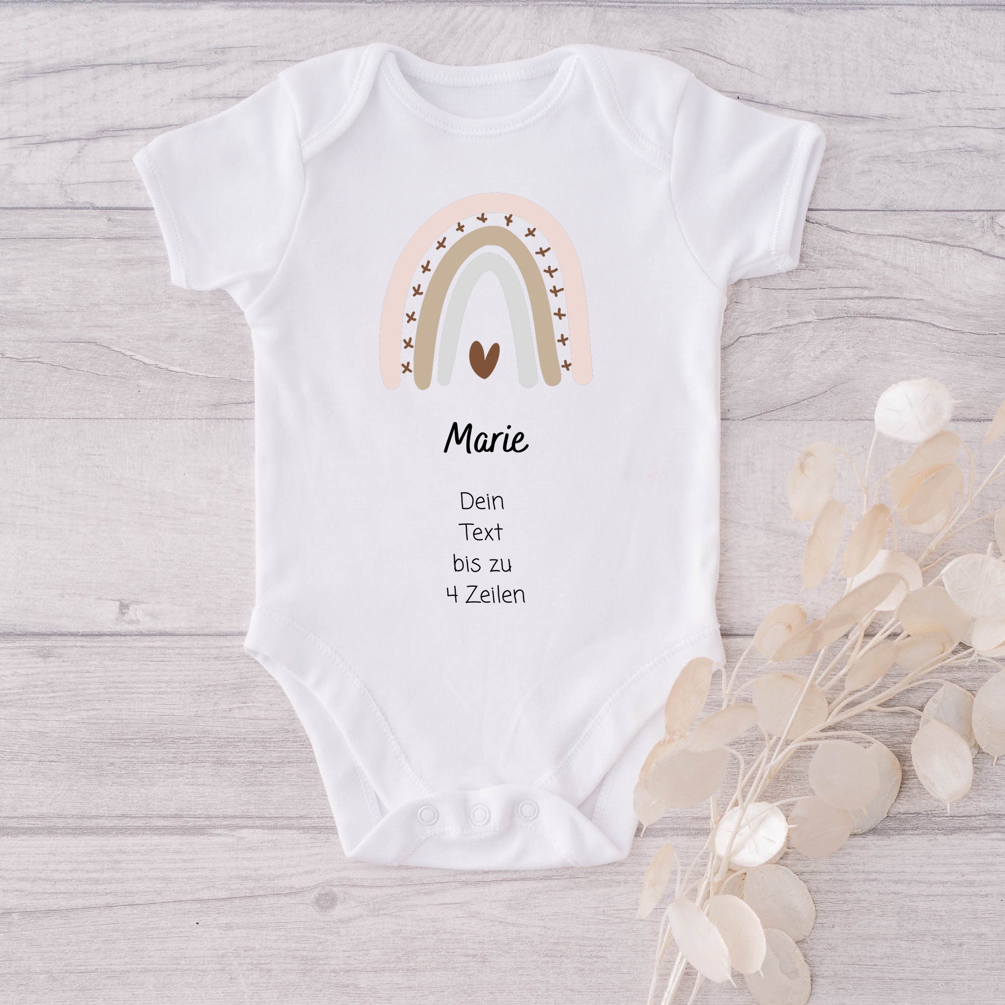 Baby Body Regenbogen | Geschenk zur Geburt | Wasserfarben | Boho | personalisierbar - GlamourDesign