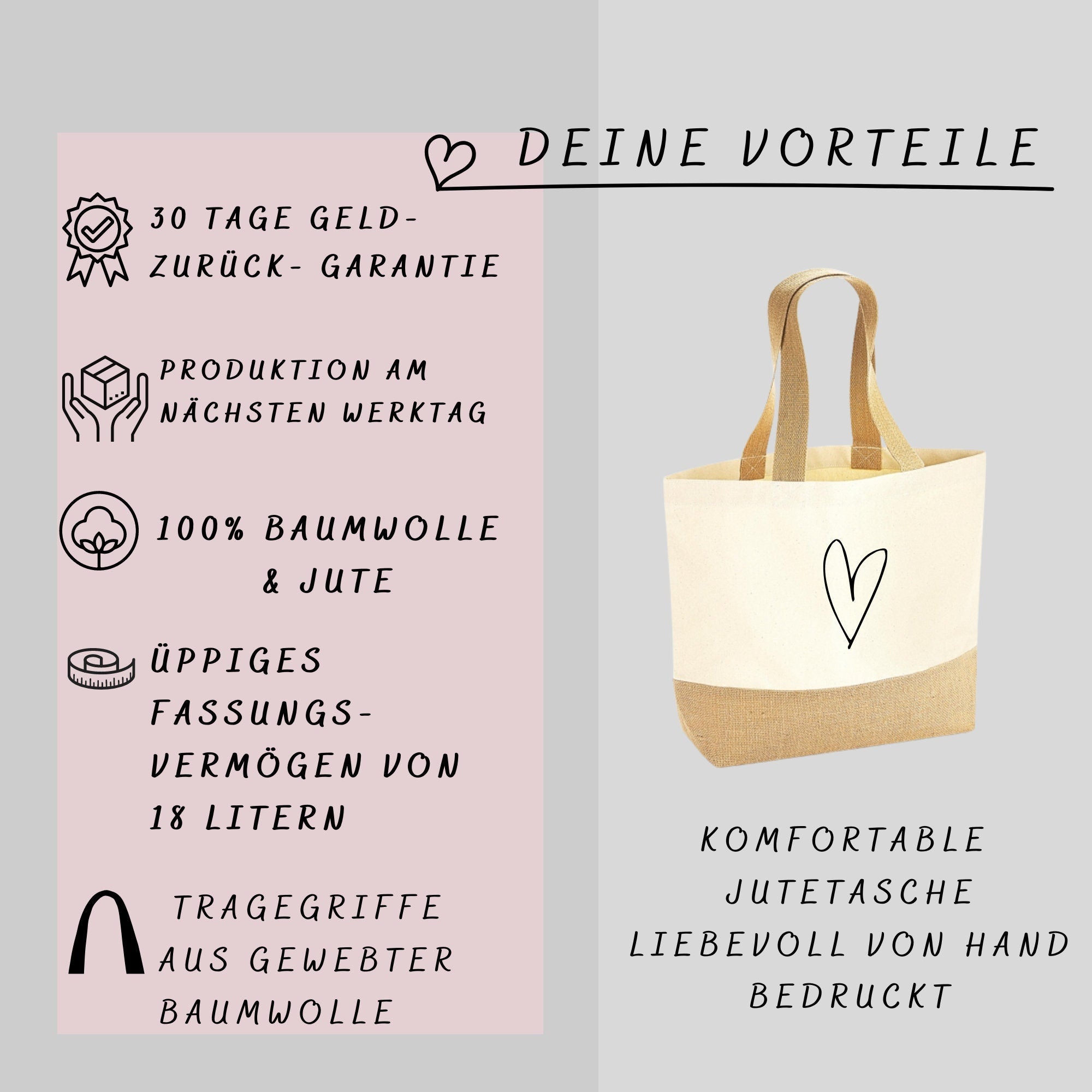 Juteshopper XL| personalisiert mit Namen| Einkaufstasche| Geschenk für die Hebamme - GlamourDesign