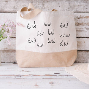 Juteshopper XL| Minimalistisch | Busen| Einkaufstasche| Geschenk beste Freundin - GlamourDesign