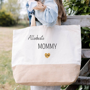 Juteshopper XL| personalisiert mit Namen| Einkaufstasche| Geschenk für Mama - GlamourDesign