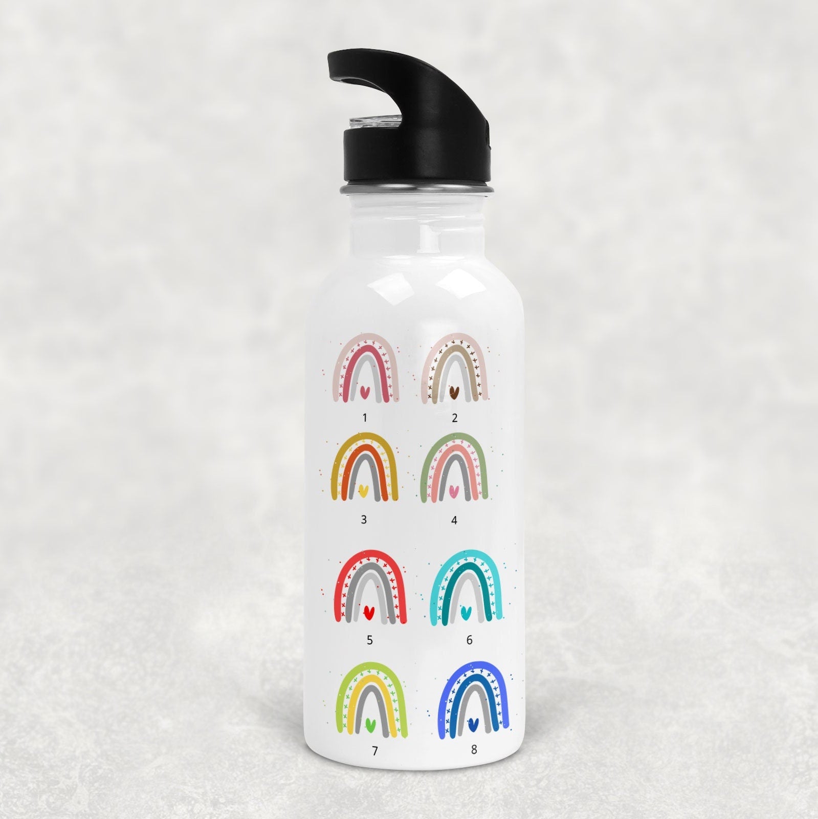 Trinkflasche personalisierbar mit Namen| Auswahl aus verschiedenen Regenbogen - GlamourDesign