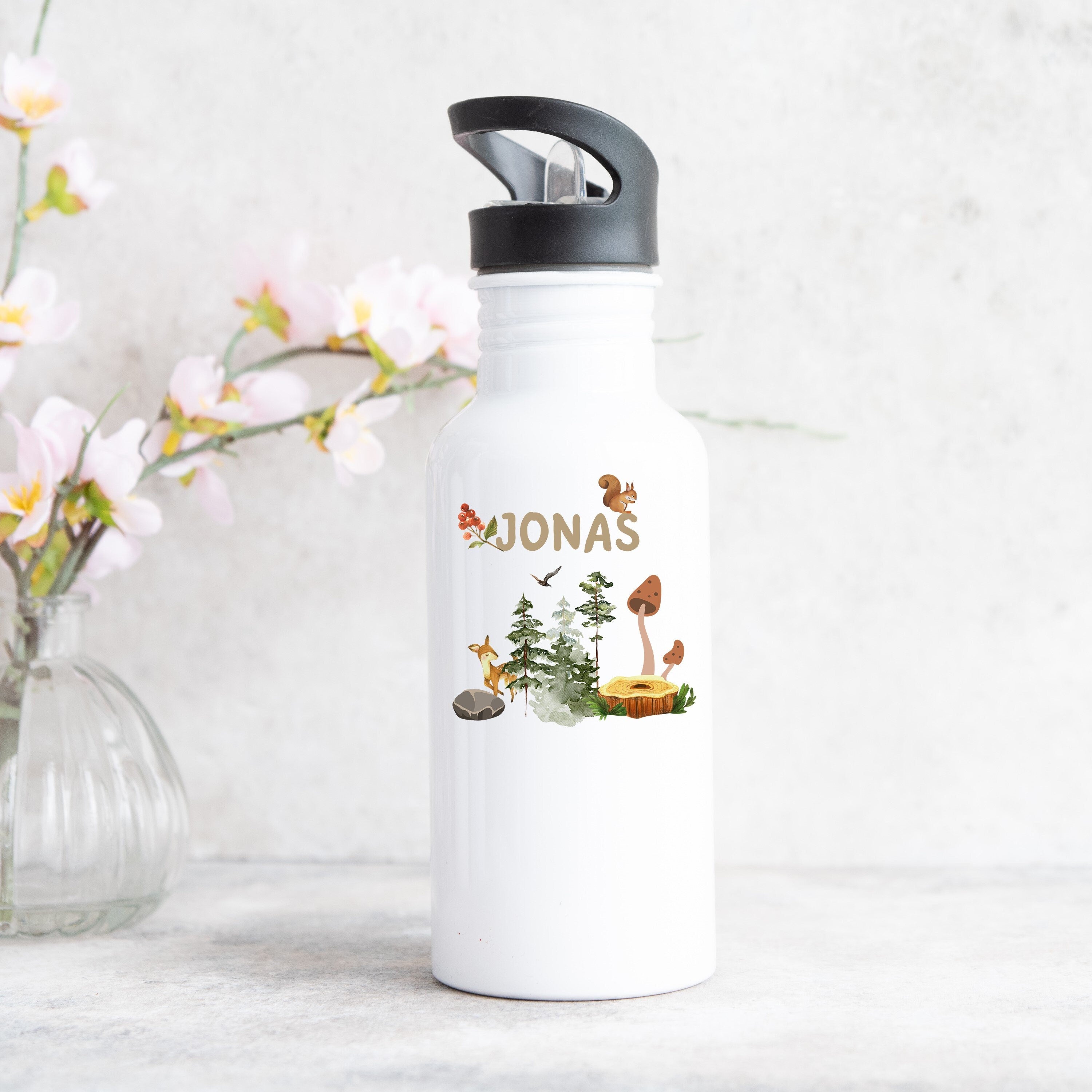 Trinkflasche personalisierbar mit Namen| Waldtiere - GlamourDesign
