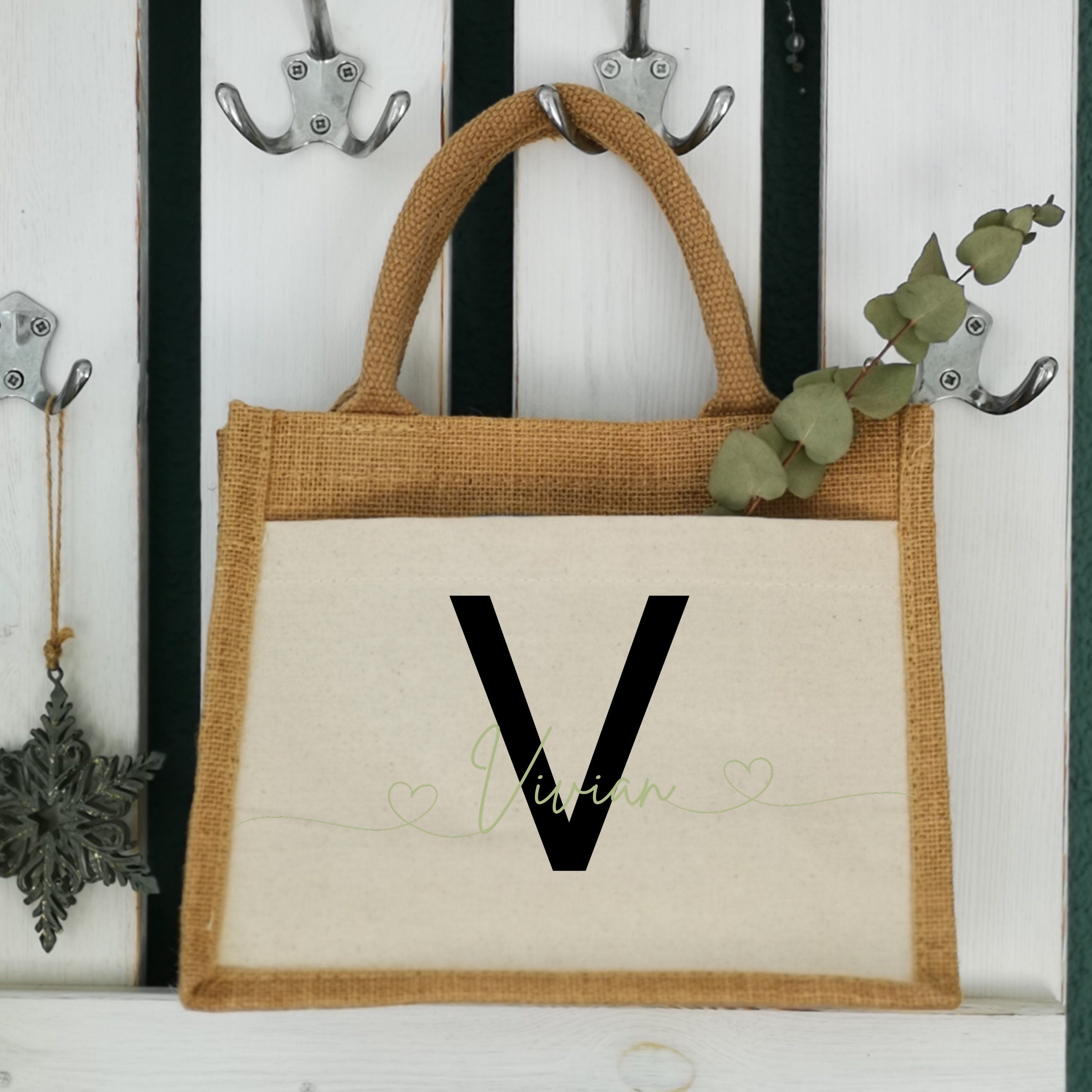 Jutetasche| Einkaufstasche| Geschenk| Namen in minimalistischer Schrift - GlamourDesign