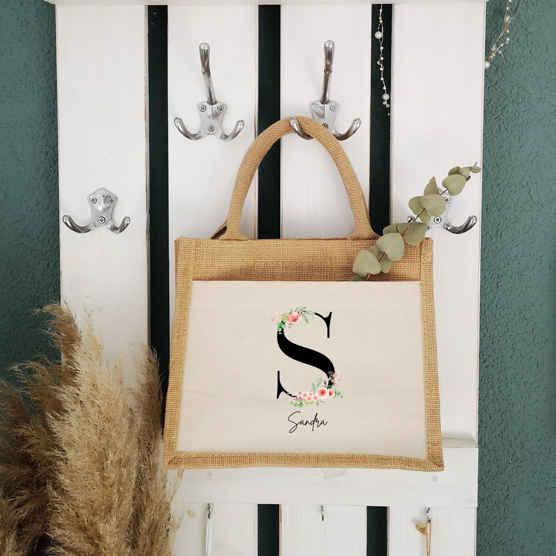 Jutetasche| in beige mit Namen - GlamourDesign