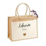 Lade das Bild in den Galerie-Viewer, Jutetasche| Lerherin mit Herz| personalisiert mit Namen| Einkaufstasche| Geschenk| Dankeschön - GlamourDesign
