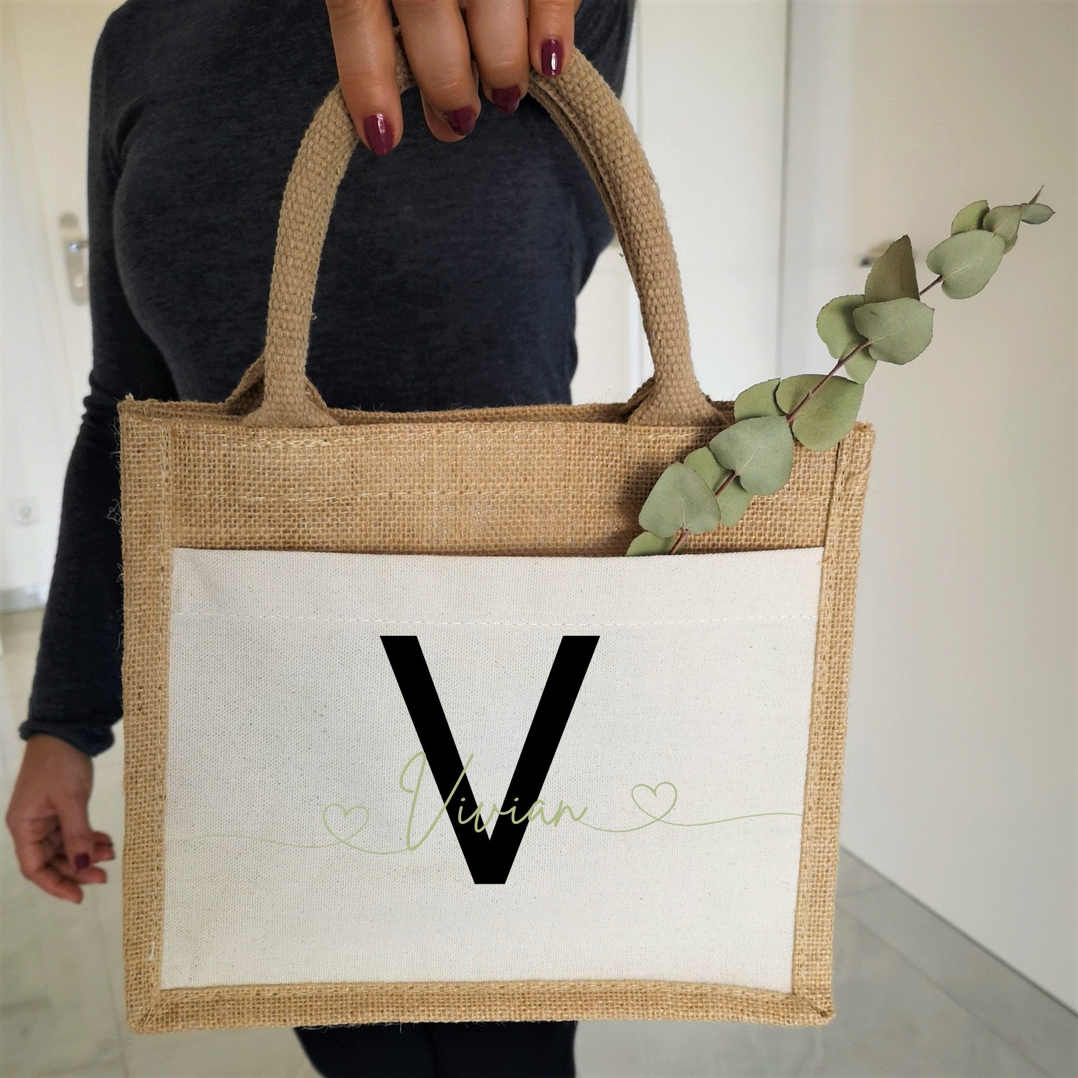 Jutetasche| Einkaufstasche| Geschenk| Namen in minimalistischer Schrift - GlamourDesign