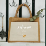 Lade das Bild in den Galerie-Viewer, Jutetasche| Lerherin mit Herz| personalisiert mit Namen| Einkaufstasche| Geschenk| Dankeschön - GlamourDesign
