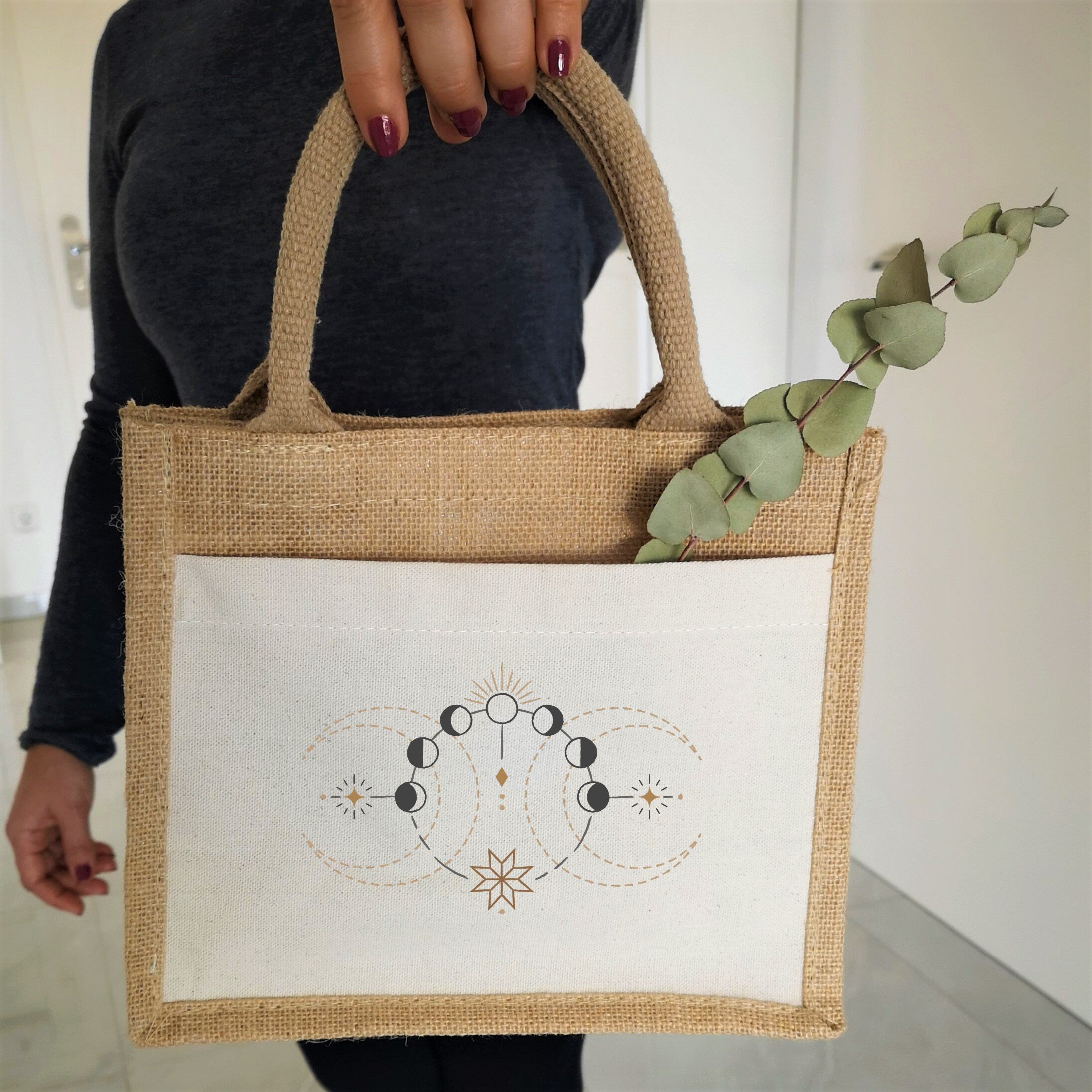 Jutetasche| Sonne und Mond| Einkaufstasche| Geschenk - GlamourDesign