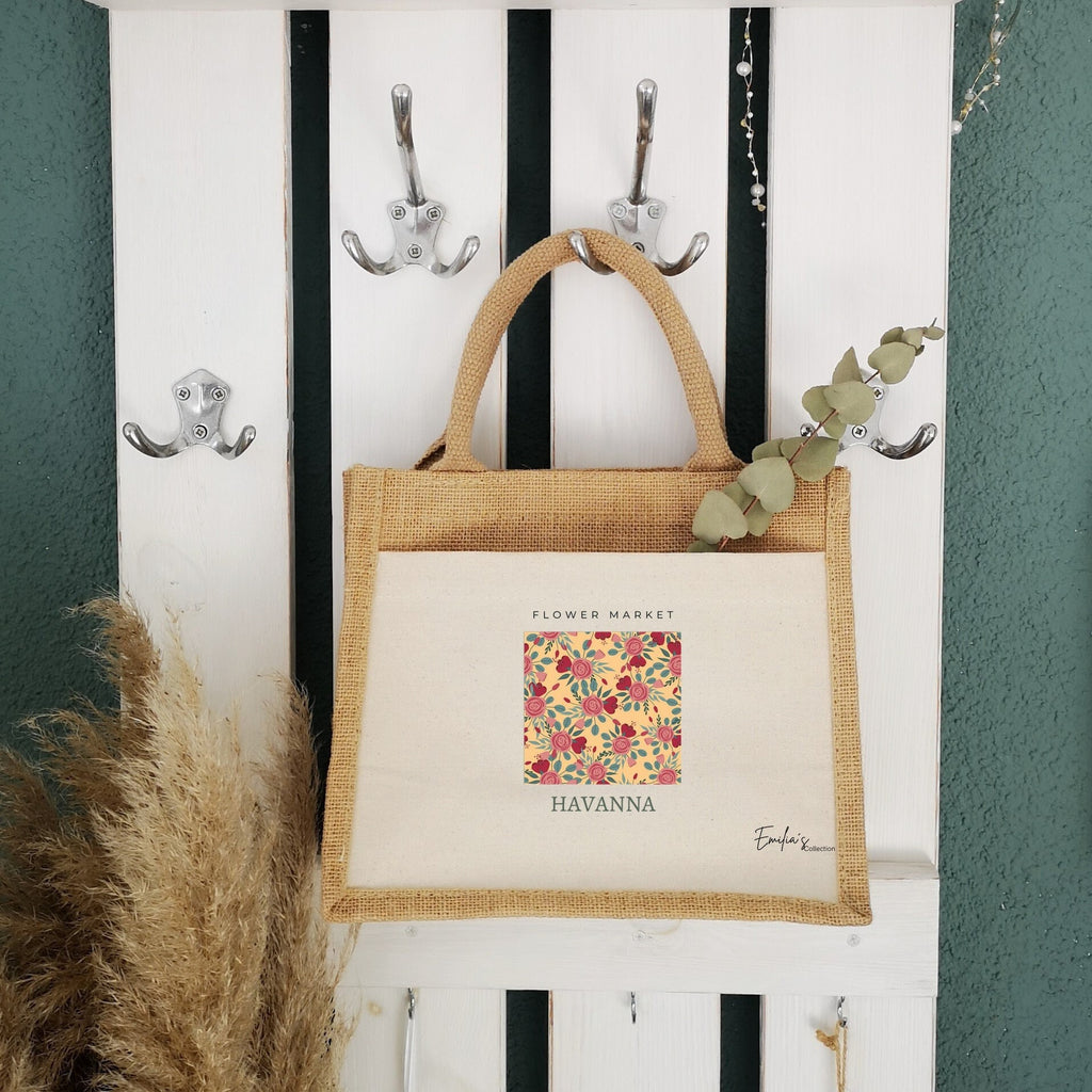 Jutetasche| Flower Market| personalisierbar | Einkaufstasche| Geschenk - GlamourDesign